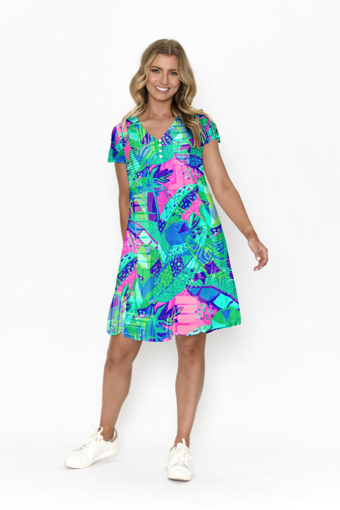 Nicola Dress Cap Sleeve Banana 4