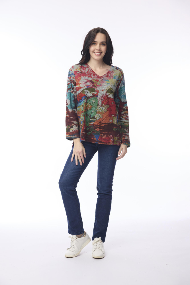 Nippori Tee V Neckline Print