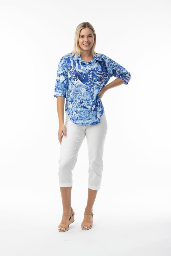 Okayama Top Collar Print