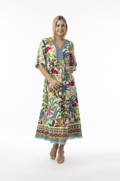 Ovahe Dress V Maxi Trim Print