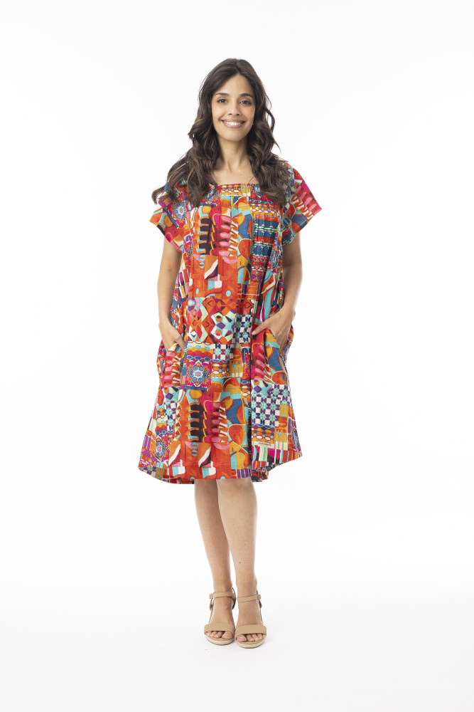 Peru Dress Square Neckline Print