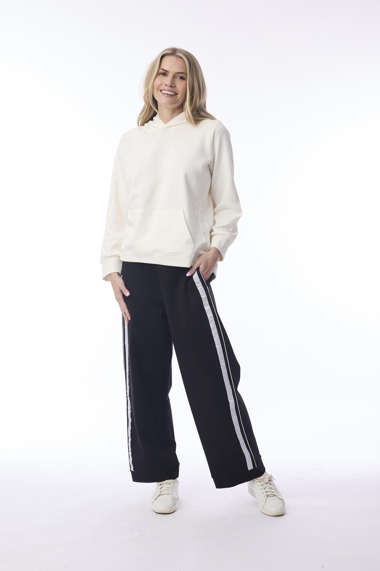 Ponte Pant Oversize Side Band Black