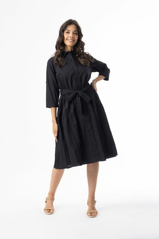 Poplin Essentials Dress Buttonthrough Black