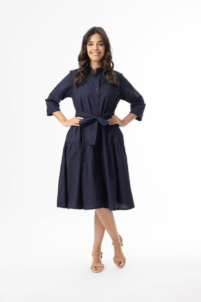 Poplin Essentials Dress Buttonthrough Navy