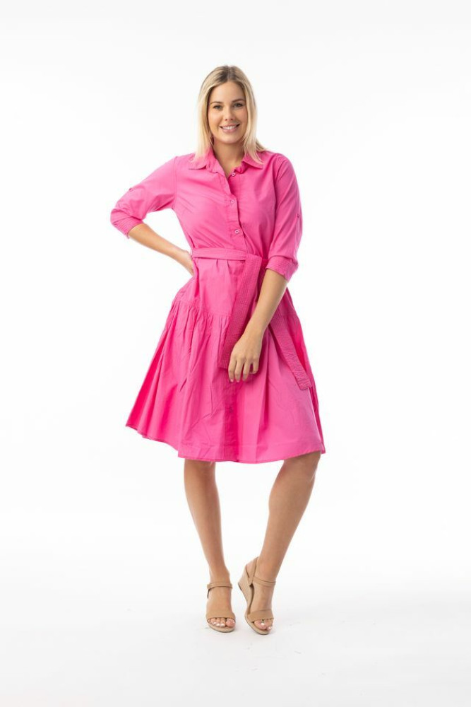 Poplin Essentials Dress Buttonthrough PINK