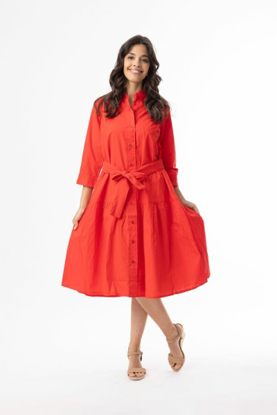 Poplin Essentials Dress Buttonthrough Red