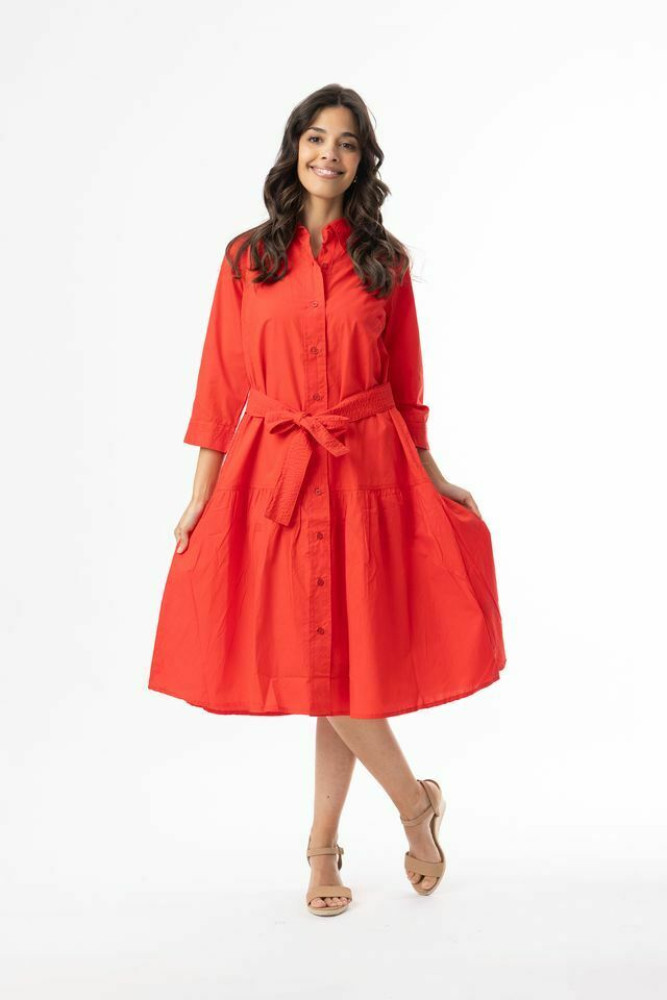 Poplin Essentials Dress Buttonthrough Saffron