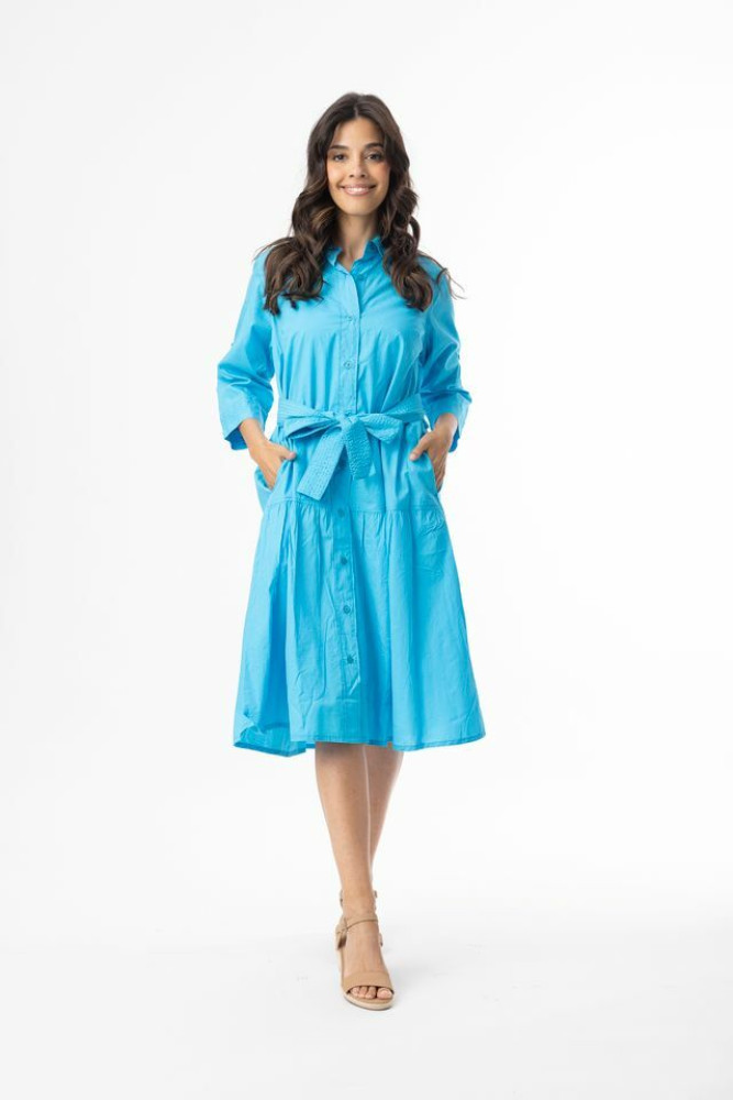 Poplin Essentials Dress Buttonthrough TURQ