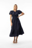 Poplin Essentials Dress Maxi Ruched Navy