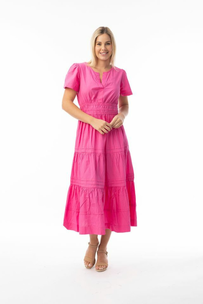 Poplin Essentials Dress Maxi Ruched PINK