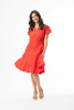Poplin Essentials Dress Short Ruched Red