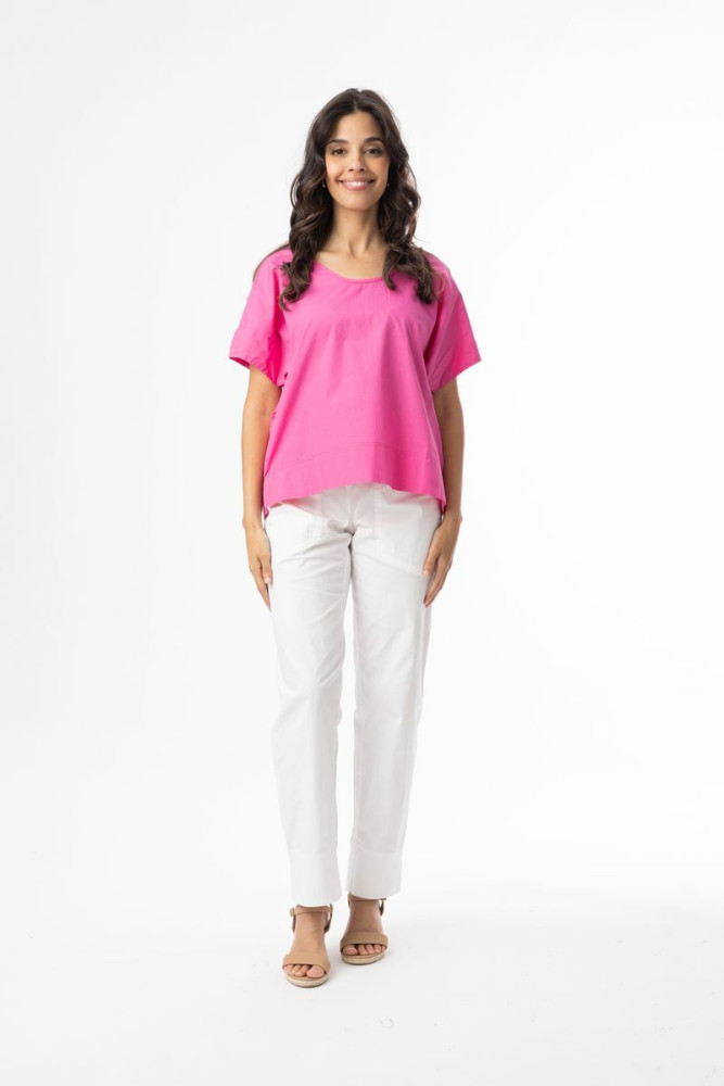 Poplin Essentials Top Boxy PINK