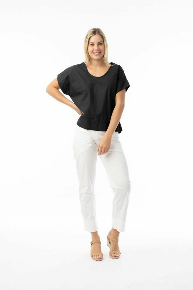 Poplin Essentials Top Boxy Saffron