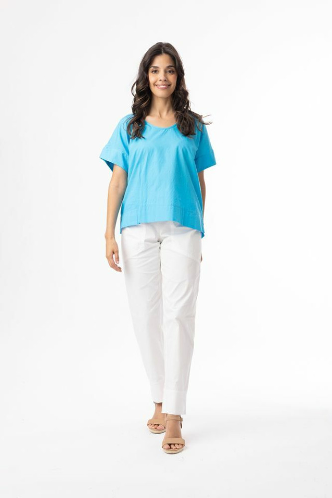 Poplin Essentials Top Boxy TURQ