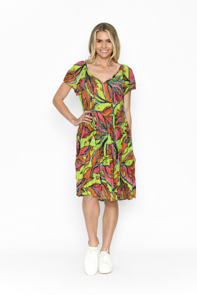 Poppy Dress Cap Sleeve Tassel V Neck Fauna 2