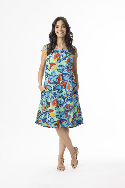 Printed Cotton Dress Contemporary  Sleeveless Floral