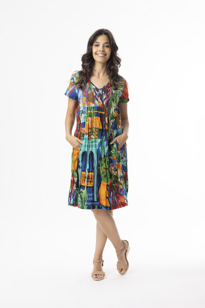 Printed Cotton Dress Easy Fit Oasis