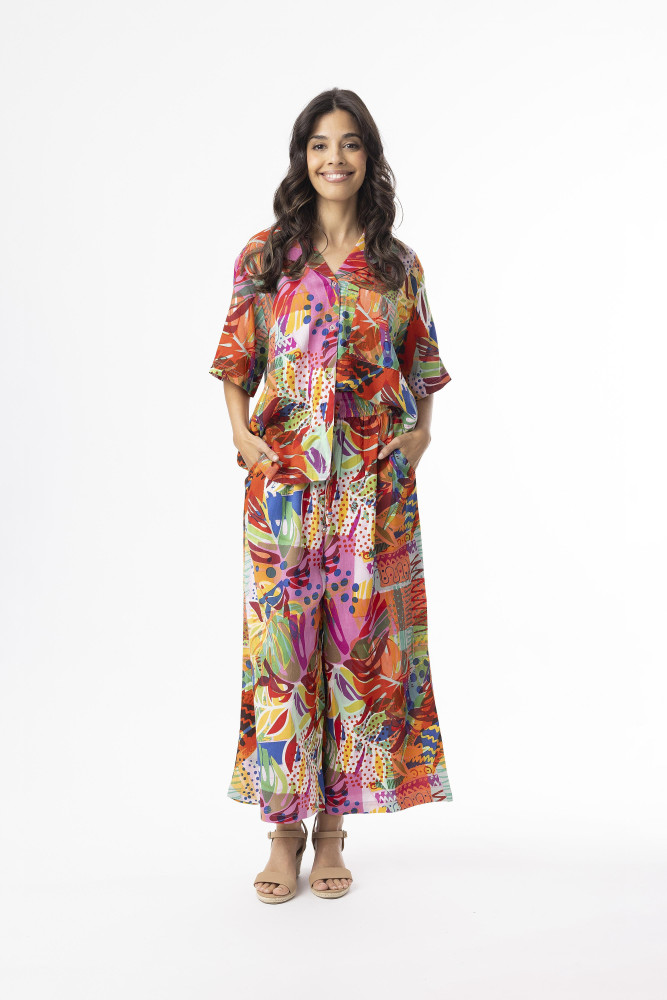 Printed Cotton Oversized Top Tropical