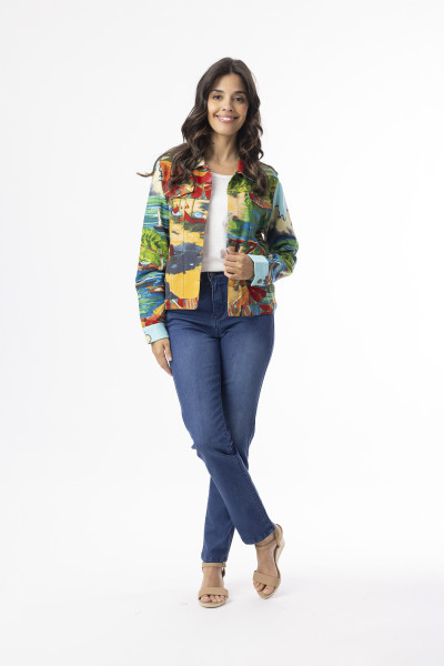 Printed Cotton Ponte Jacket Ibiza