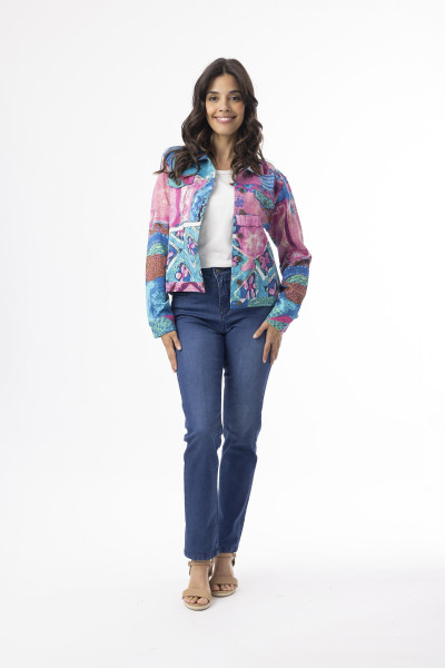 Printed Cotton Ponte Jacket Marakesh