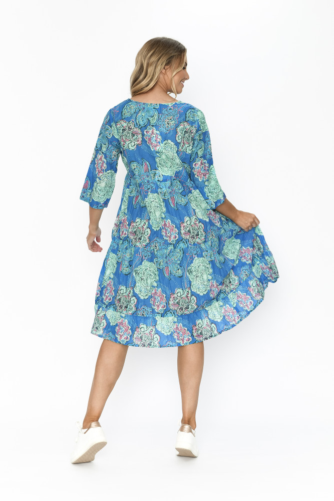 Rebecca Tie Nk Dress 3/4 Sleeve Print 4
