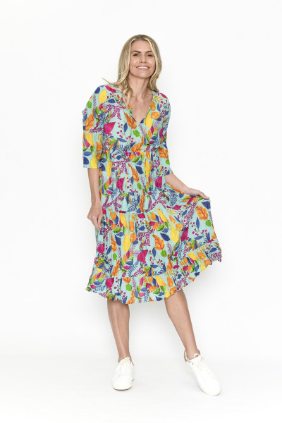 Rebecca Tie Nk Dress 3/4 Sleeve WildLvs Mint