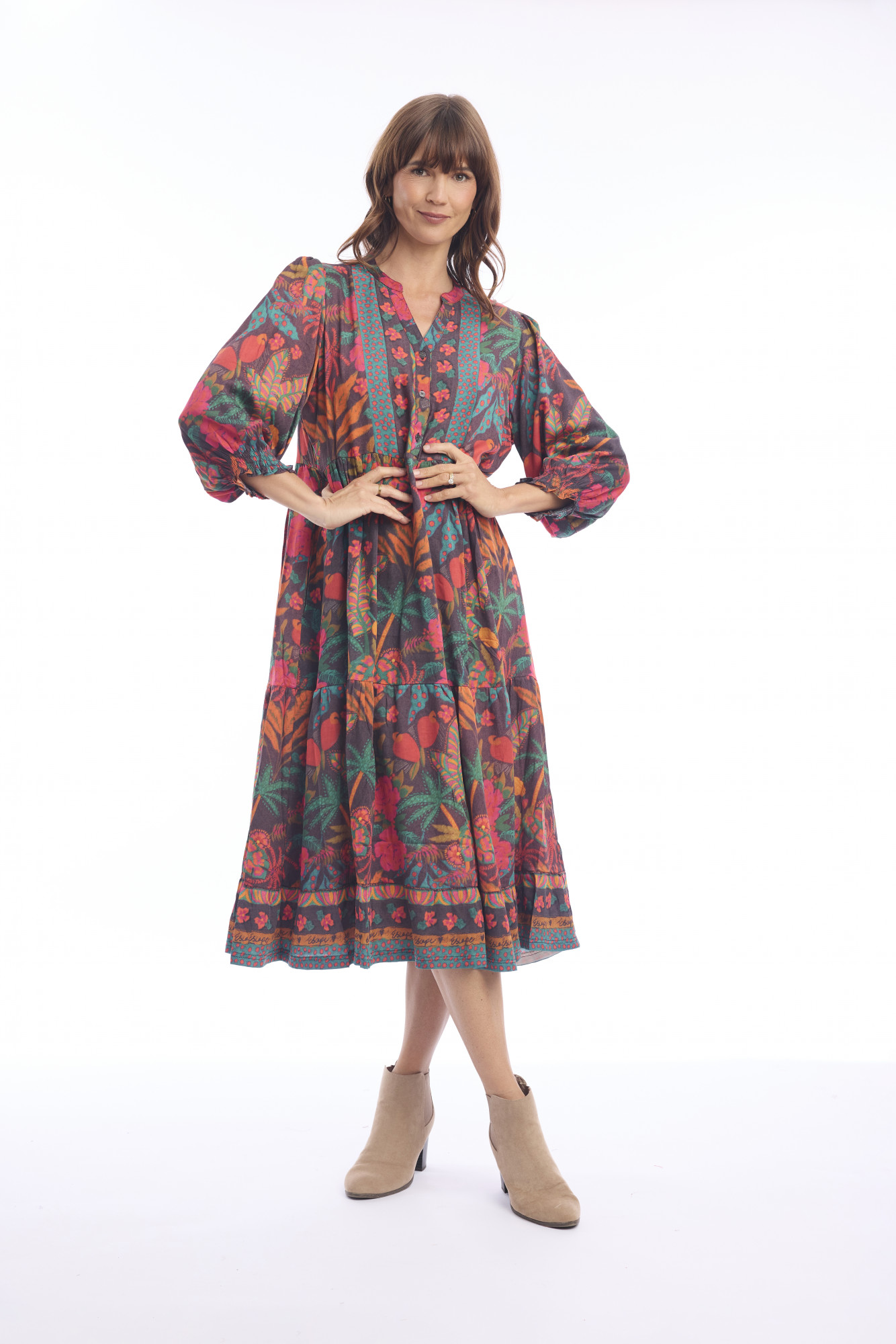 Samos Dress Placket Print