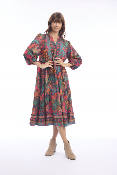 Samos Dress Placket Print