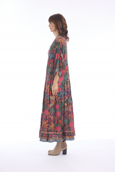 Samos Dress Maxi V Print