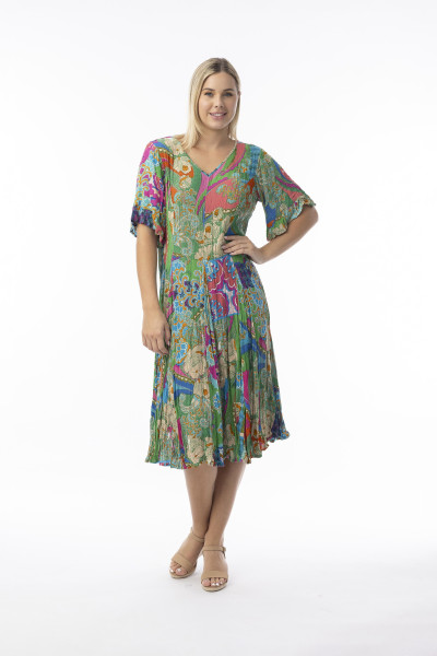 Santa Cruz Dress Godet New Sleeve Print