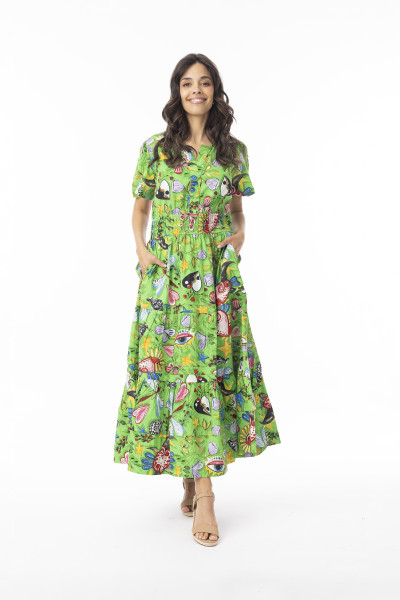 Sante Fe Dress Maxi Short Sleeve Print