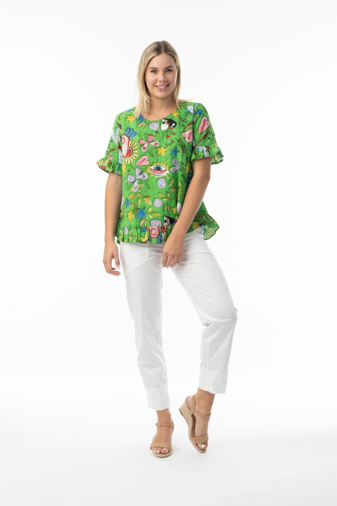 Sante Fe Top Frill Print