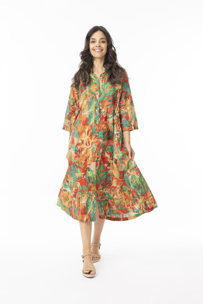 Sao Paulo Dress Collar Buttonthrough Print