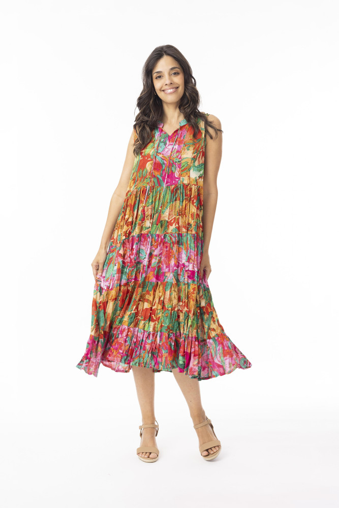 Sao Paulo Dress Round Neckline Sleeveless Print