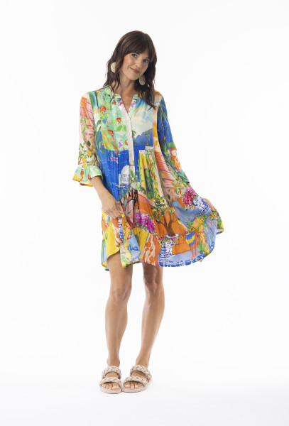 Sardinia Dress Layers Frill Sleeve Print