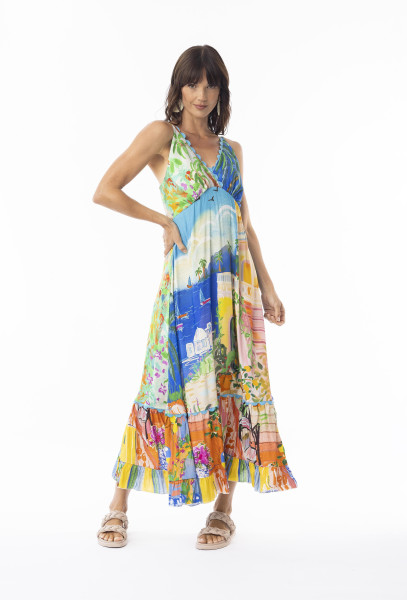 Sardinia Dress Maxi Strappy Print