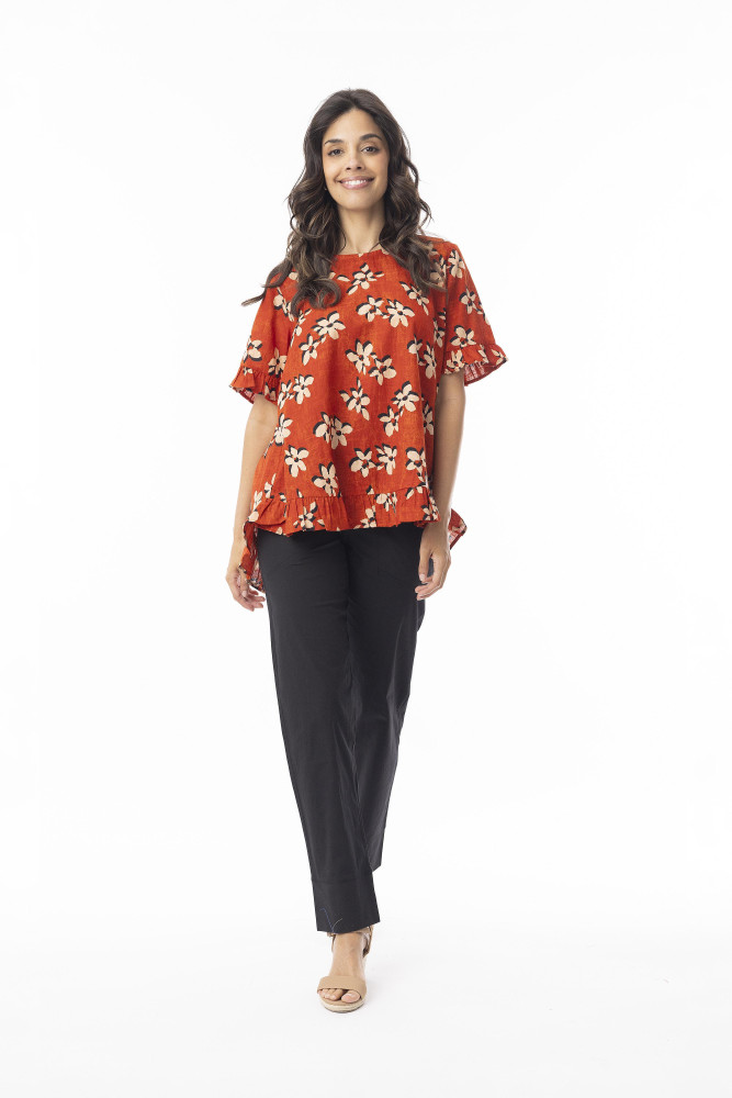 Saventa Top Frill Print