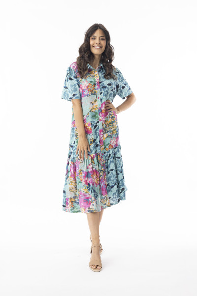 Selaron Dress Patch Collar Print