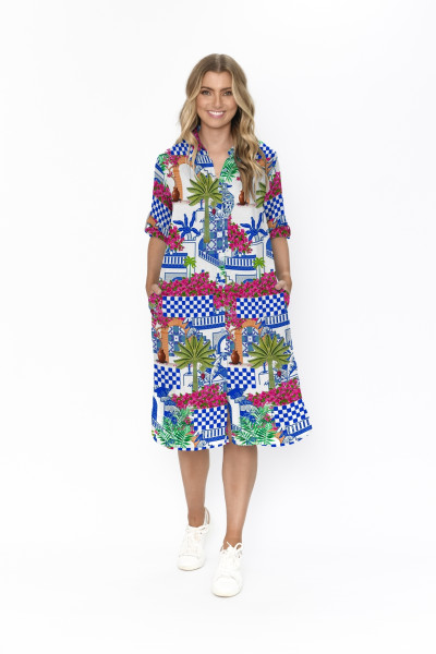 Sofia Shirt Dress Greek Island Blue