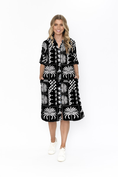 Sofia Shirt Dress Mono Patch Black