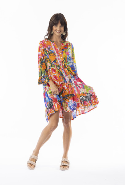 Stefania Dress Layers Frill Sleeve Print