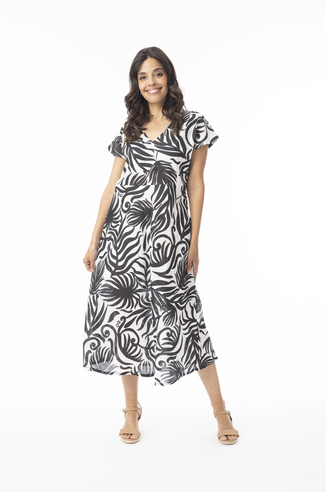 Suriname Black Dress Bias Cap Sleeve Black