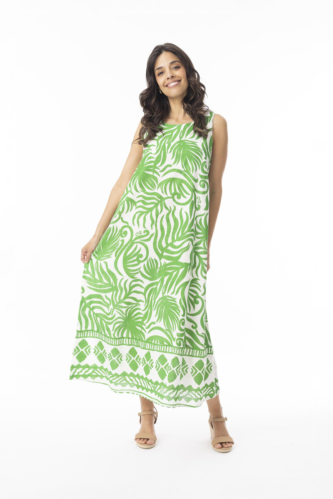 Suriname Green Dress Maxi Sleeveless Green