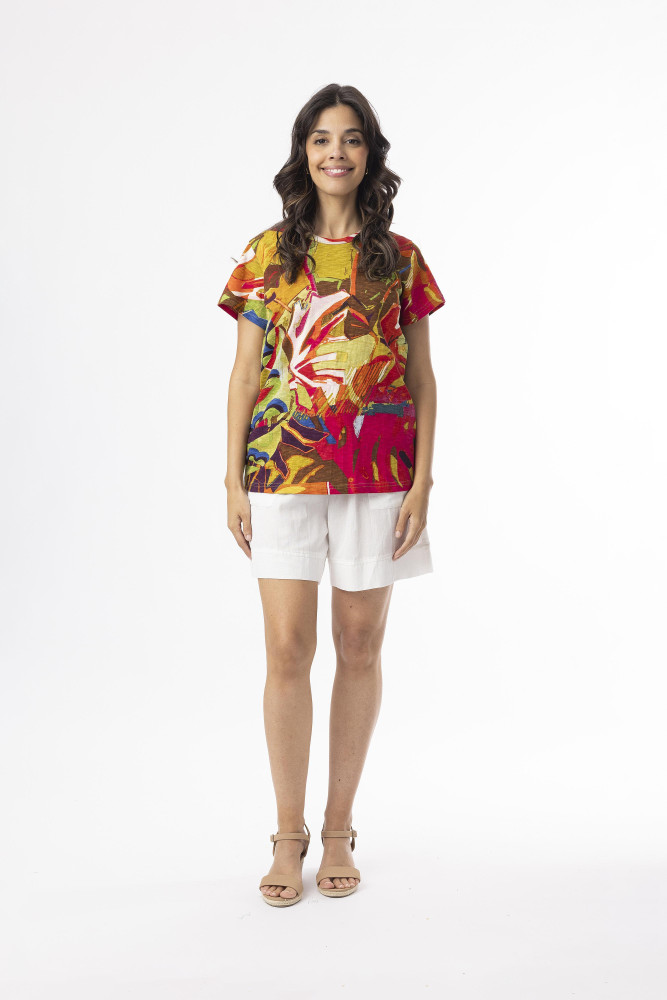 T-shirts T-Shirt Basic Cut Crew Leaves Red