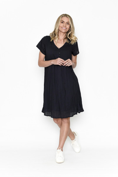Taylor Dress Cap Sleeve Solid With Lining Navy