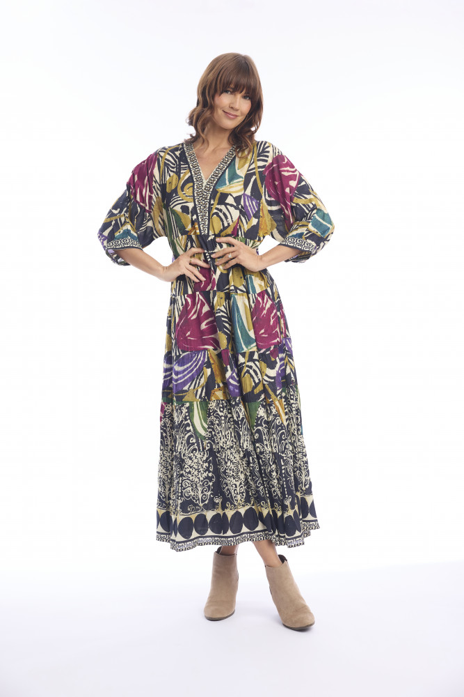 Tenerife Dress Maxi V Print