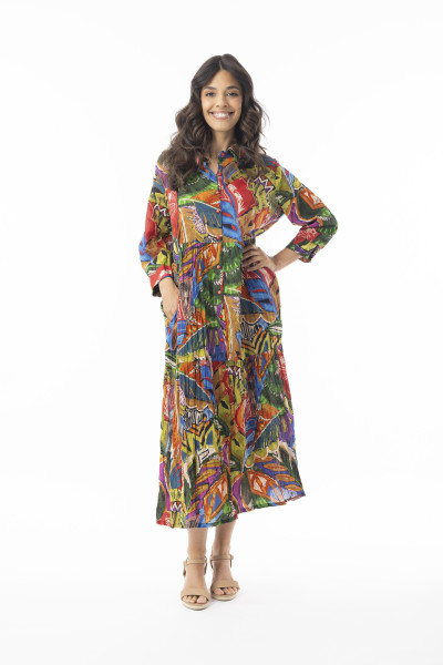 Torgua Dress Midi Collar Print