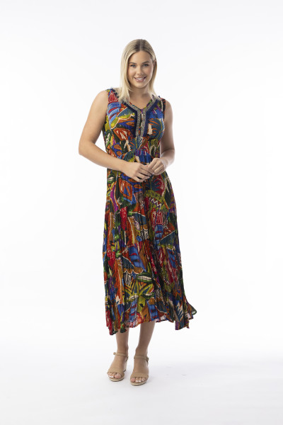 Torgua Dress V Maxi Sleeveless Print
