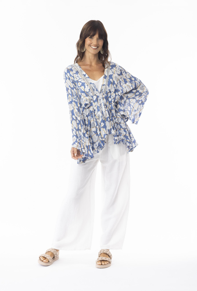 Valentina Top V Ruched Print