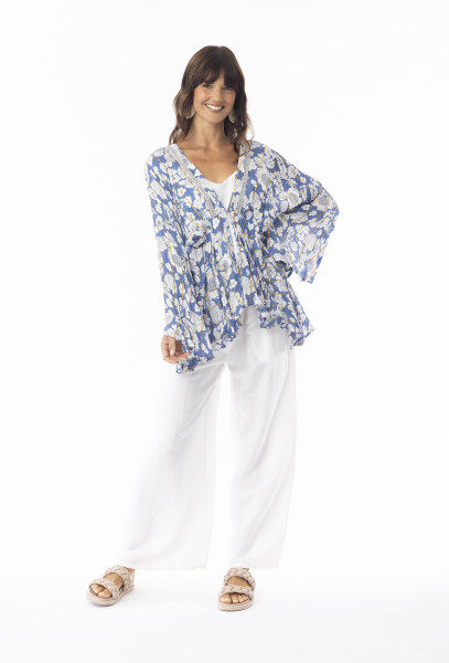 Valentina Top V Ruched Print